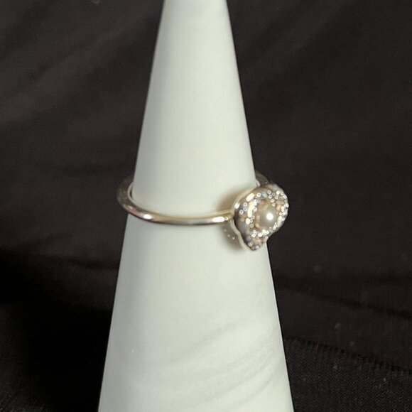 Pandora Luminous Knot Ring 925 Silver • Size 5.5 • CZ & Pearl with original box - Picture 3 of 11